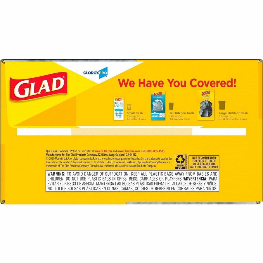 Glad ForceFlex Tall Kitchen Trash Bags - Lightly - 13 gal Capacity - 0.72 mil (18 Micron) Thickness - Drawstring Closure - White - Plastic - Kitchen, Garbage - 1 Carton