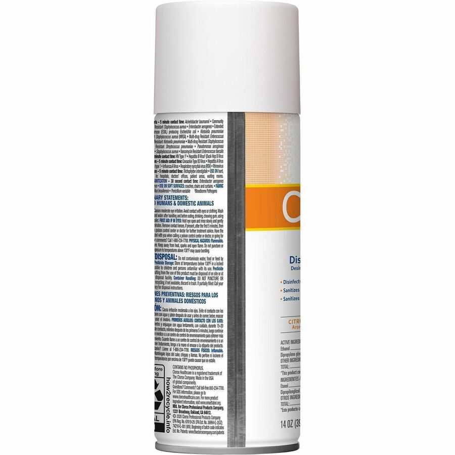 Clorox Healthcare Citrace Hospital Disinfect/Deodorizer - For Multi Surface, Multipurpose - Ready-To-Use - Spray, Aerosol - 14 fl oz (0.4 quart) - Citrus Scent - Recommended For: Bacteria Remover, Odor Remover, Virus Remover, Fungi Remover, Mold Remove...