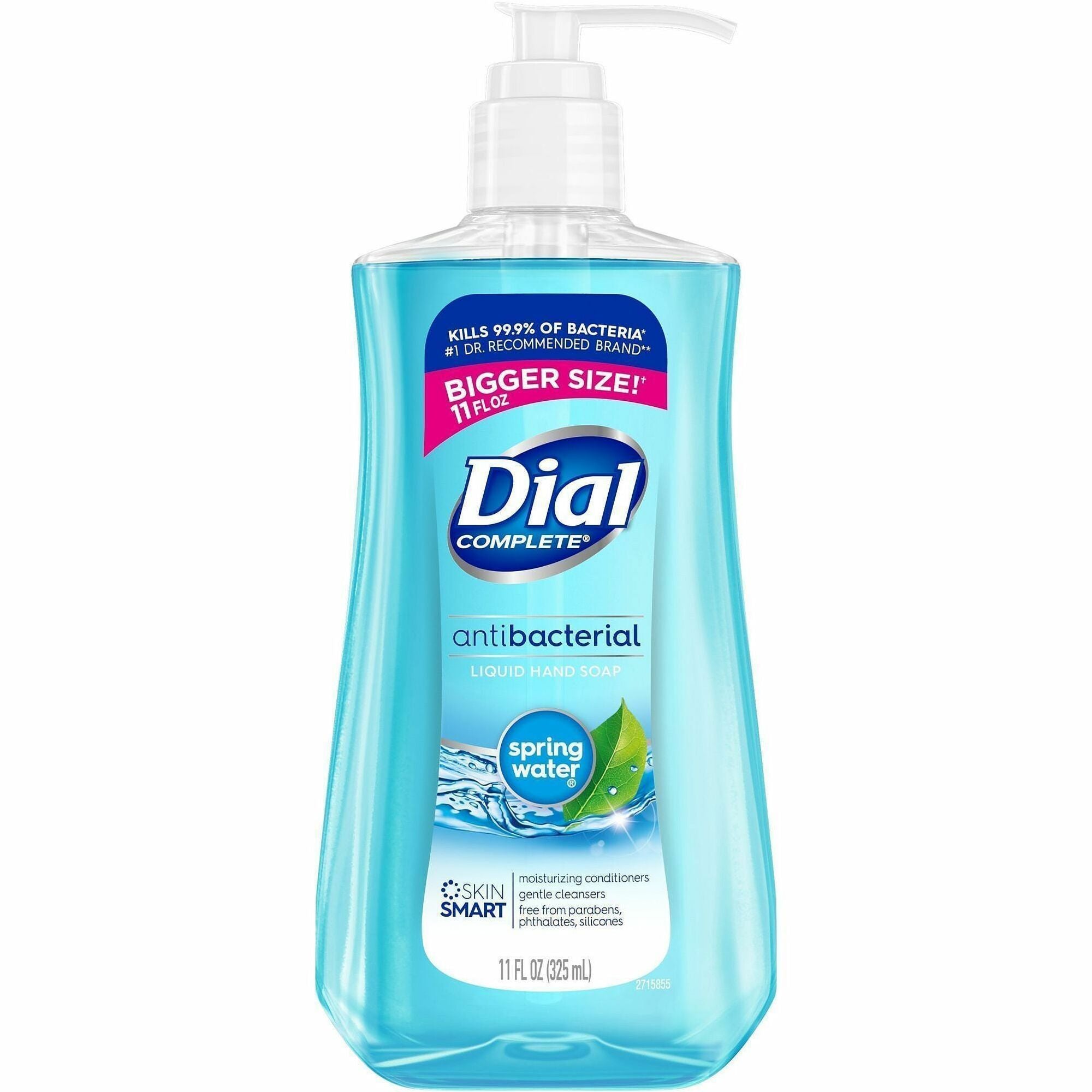 Dial Spring Antibacterial Hand Soap - Spring Water Scent - Pump Dispenser - Bacteria Remover - Hand, Skin, Healthcare, School, Office, Restaurant, Daycare - Moisturizing - Antibacterial - Blue - 12 / Carton