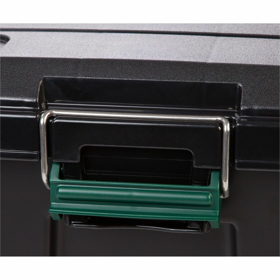 Remington Heavy-Duty Storage Container - External Dimensions: 30" Length x 16" Width x 15.3" Height - 75 lb - 20.50 gal - Lid, Buckle Latch Closure - Heavy Duty - Stackable - Polypropylene, Metal, Plastic - Black, Green - For Clothes, Document, Food St...