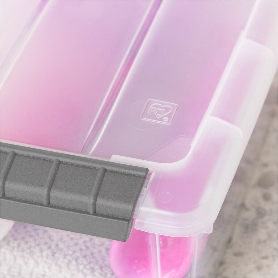 IRIS 6.2 QT Stack-and-Pull Storage Tote - External Dimensions: 14.1" Length x 8.1" Width x 4.6" Height - 1.55 gal - Buckle Latch Closure - Stackable - Clear, Gray - For Document - 1 Each