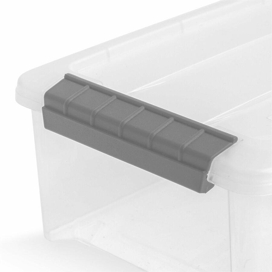 IRIS 6.2 QT Stack-and-Pull Storage Tote - External Dimensions: 14.1" Length x 8.1" Width x 4.6" Height - 1.55 gal - Buckle Latch Closure - Stackable - Clear, Gray - For Document - 1 Each