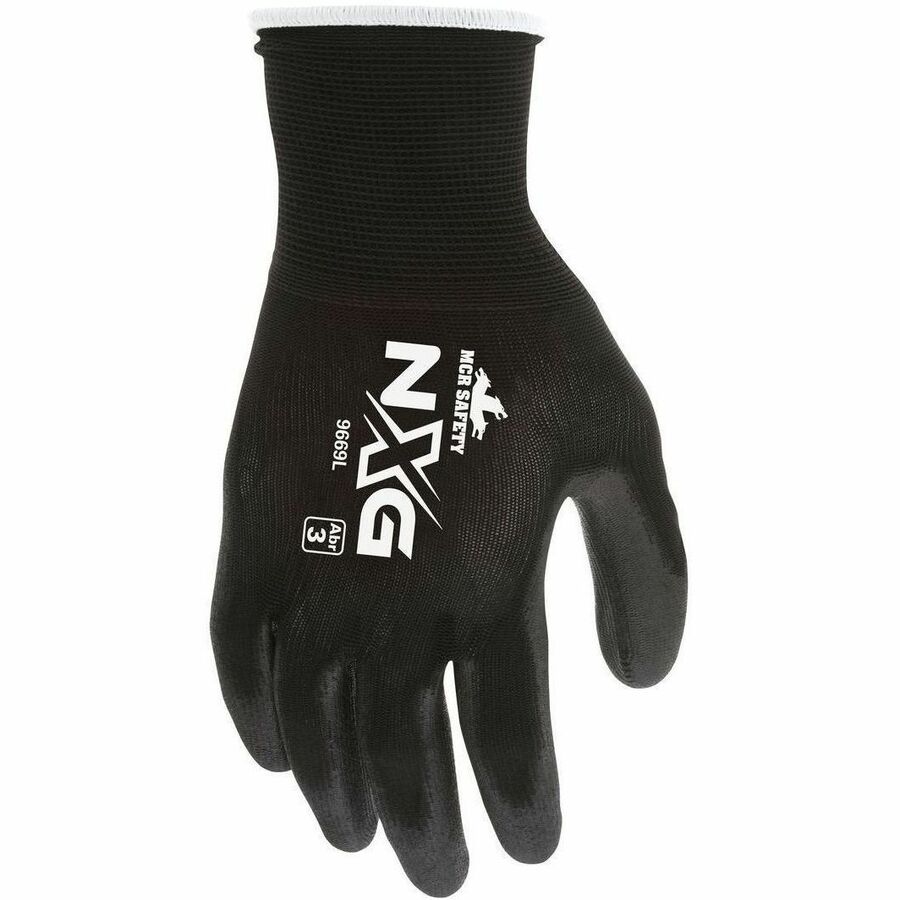 MCR Safety 9669 NXG Gloves - Abrasion Protection - X-Small Size - Polyurethane, Spandex - Black - Touchscreen Capable - Environmentally Safe, Sturdy, Ergonomic, Fatigue-free - For Industrial - 1 Dozen