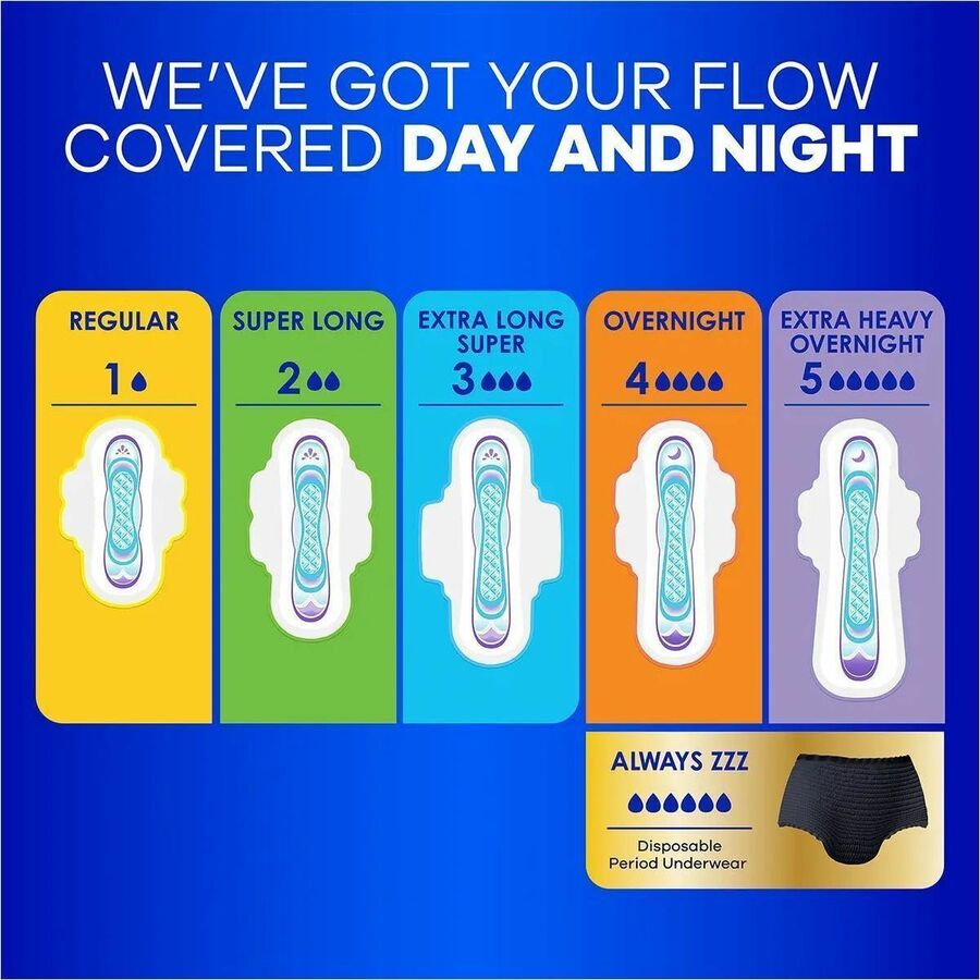 Always Flexi-Wing Ultra Thin Pads - Size 2 - With Wings - Super - Anti-leak, Unscented, Odor-absorbing, Comfortable - 3 / Carton