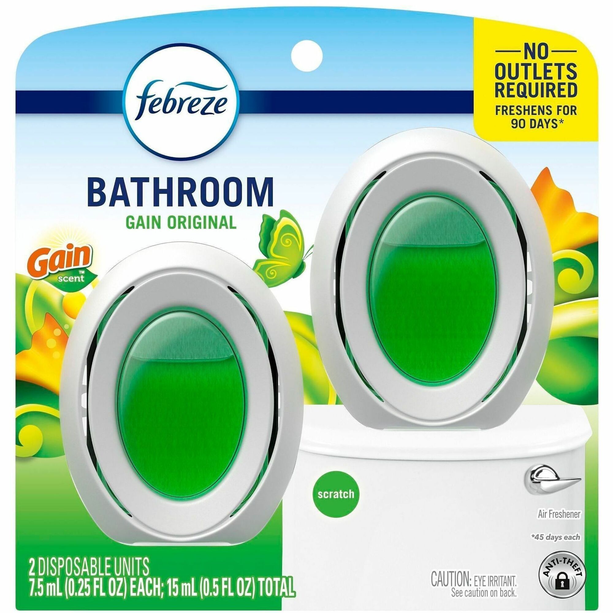 Febreze Bathroom Air Fresheners - 0.3 fl oz (0 quart) - Gain Original - 45 Day - Long Lasting, Odor Neutralizer - 2 / Pack