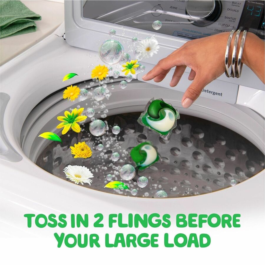Gain Flings Detergent Pacs - For Multipurpose - Gain, Original Scent - Easy to Use - Green - 76/Pack - 4 / Carton
