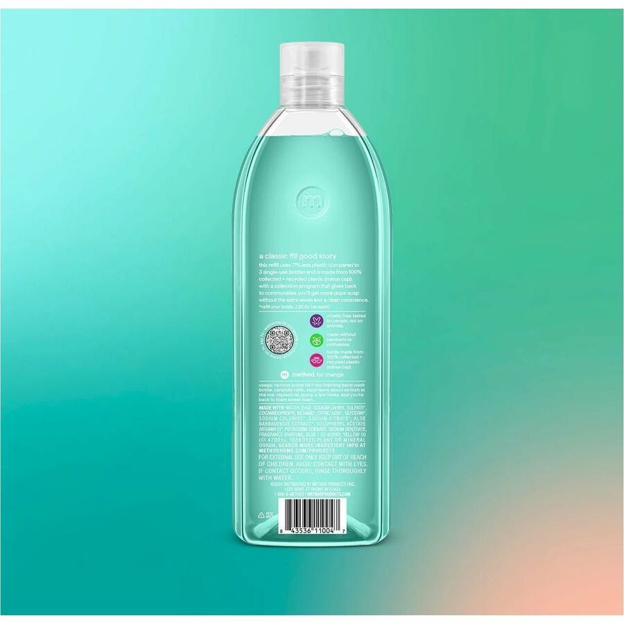 Method Waterfall Foaming Hand Wash Refill - Waterfall Scent - 28 fl oz - Pump Bottle Dispenser - Hand - Blue - Cruelty-free, Paraben-free, Phthalate-free - 1 Each