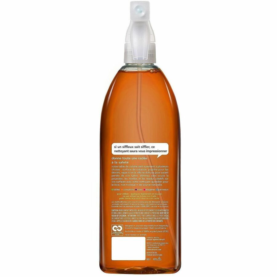 Method Daily Wood Cleaner - For Multi Surface - Spray - 28 fl oz (0.9 quart) - Almond Scent - Recommended For: Grease Remover, Grime Remover, Dust Remover, Dirt Remover - Cruelty-free - Clear - 1 Each