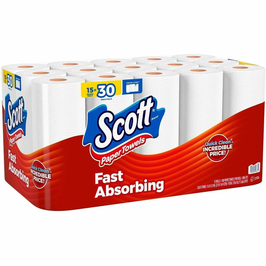 Scott Choose-A-Sheet Paper Towels - 108 Sheets/Roll - White - Paper - 2 / Carton