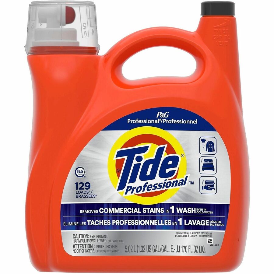 Tide Liquid Laundry Detergent - For Multipurpose - Ready-To-Use - Liquid - 170 fl oz (5.3 quart) - 129 Loads - Recommended For: Stain Remover - Orange - 4 / Carton