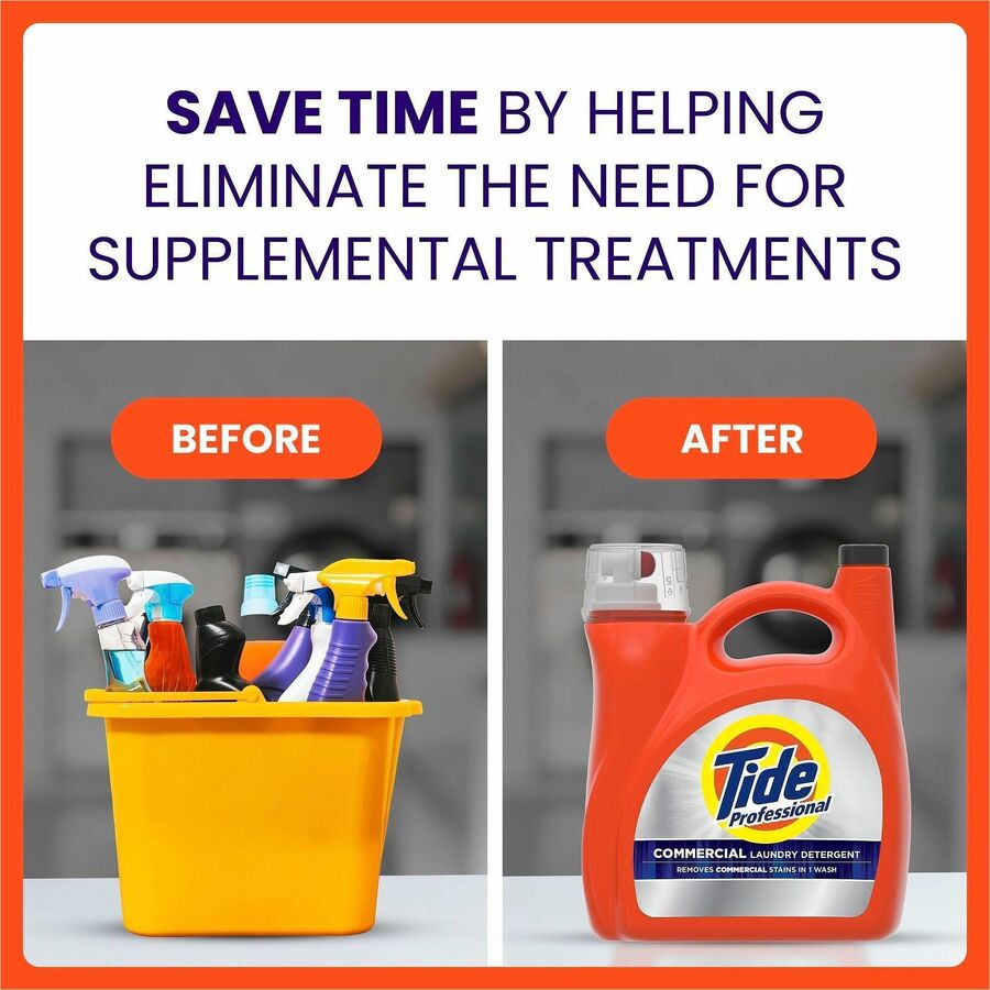 Tide Liquid Laundry Detergent - For Multipurpose - Ready-To-Use - Liquid - 170 fl oz (5.3 quart) - 129 Loads - Recommended For: Stain Remover - Orange - 4 / Carton