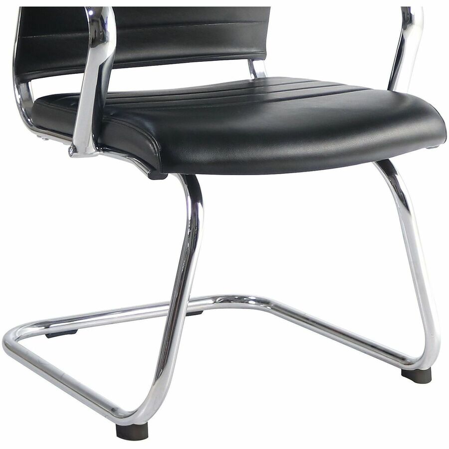 Lorell Tempo Modern Guest Chair - Chrome Frame Material - Cantilever Base - Black - Leather, Chrome - Armrest - 1 Each