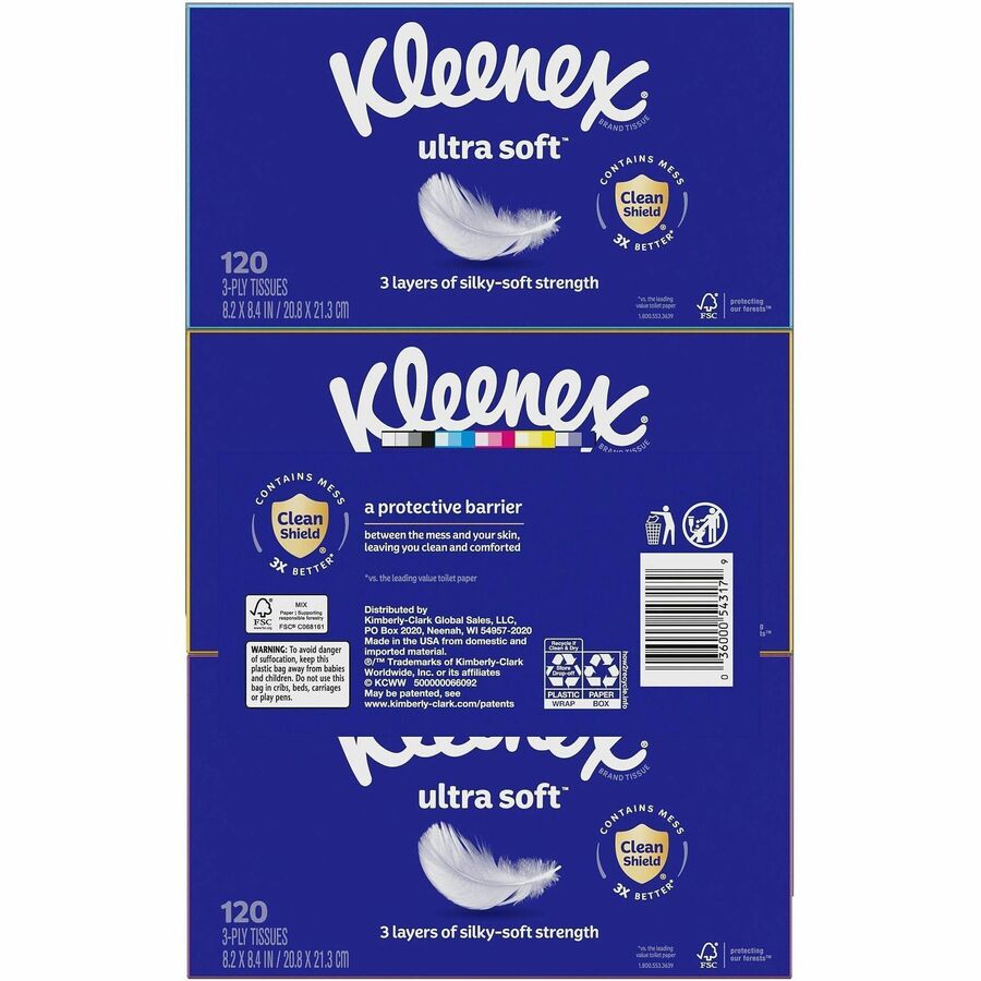 Kleenex Ultra Soft Tissues - 3 Ply - White - 6 / Pack