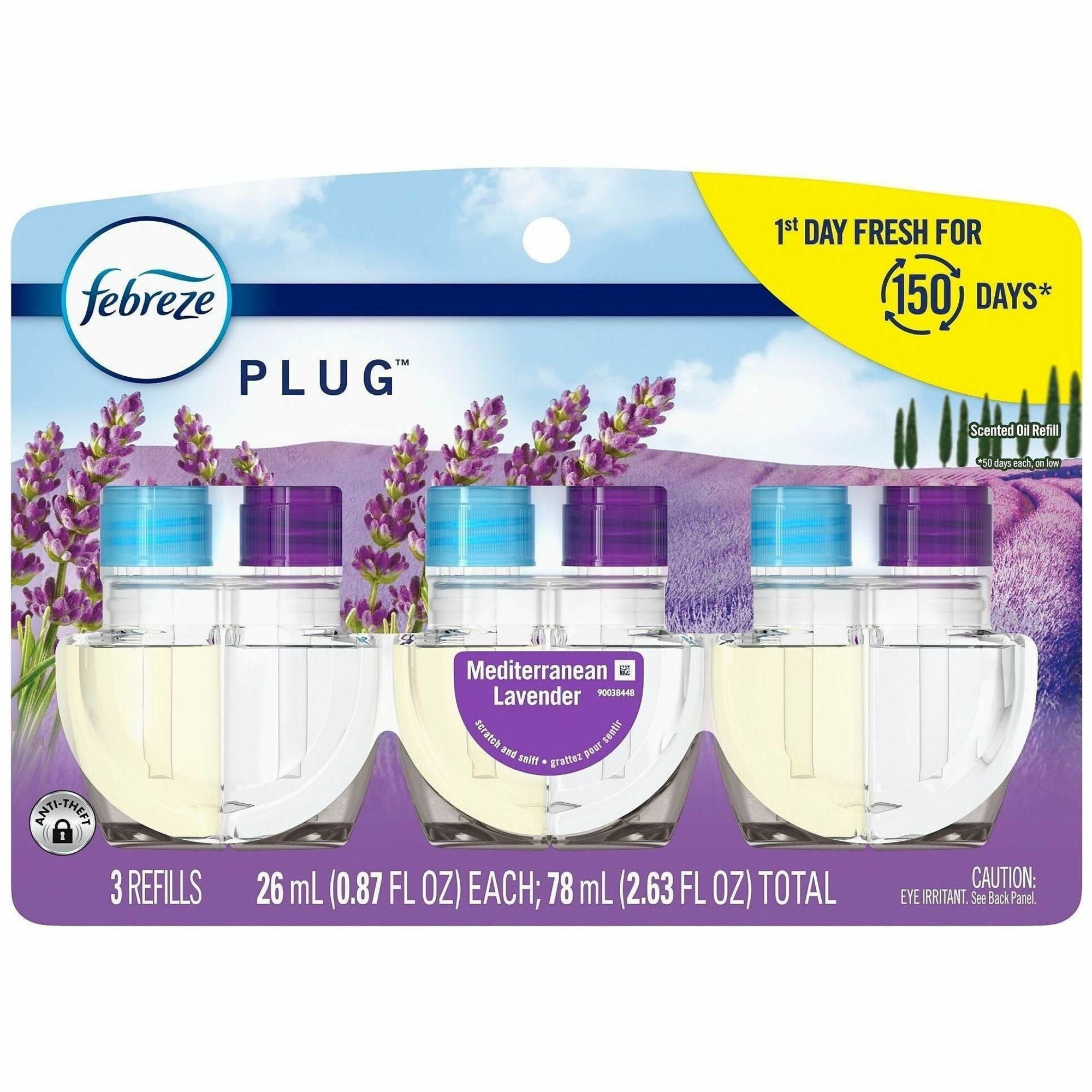 Febreze FadeDefy PLUG Air Freshener - 2.63 oz - Mediterranean Lavender - 50 Day - Odor Neutralizer - 3 / Pack