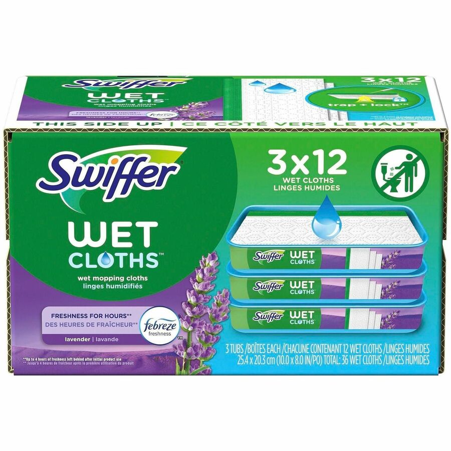 Swiffer Sweeper Wet Mop Cloths - Lavender Scent - 8" Width x 10" Length - Textured - White - 1 Box