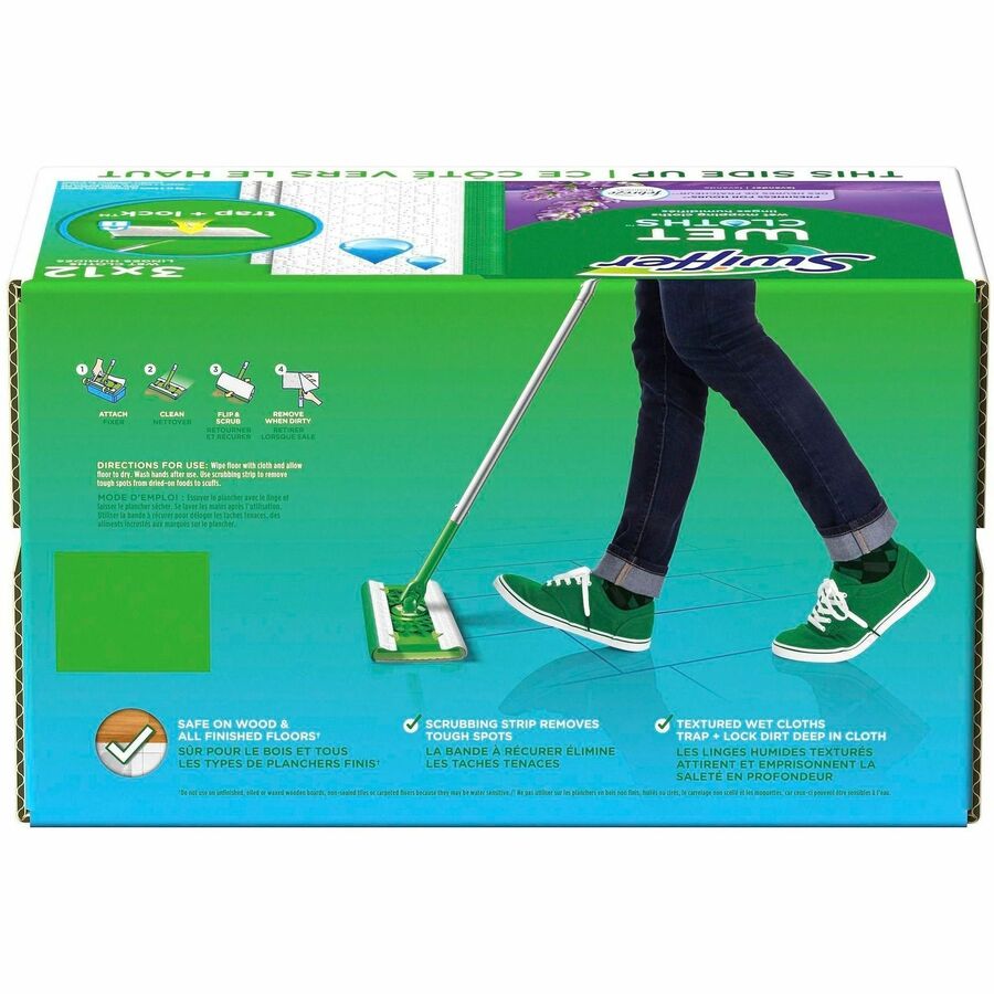 Swiffer Sweeper Wet Mop Cloths - Lavender Scent - 8" Width x 10" Length - Textured - White - 36 / Carton