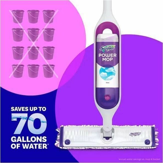 Swiffer PowerMop Multisurface Kit - Flexible - Purple - 1 Carton