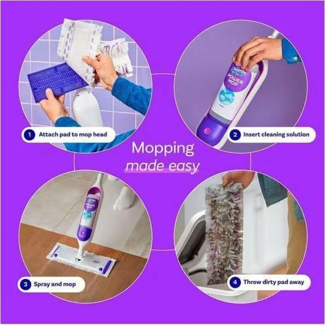 Swiffer PowerMop Multisurface Kit - Flexible - Purple - 1 Carton