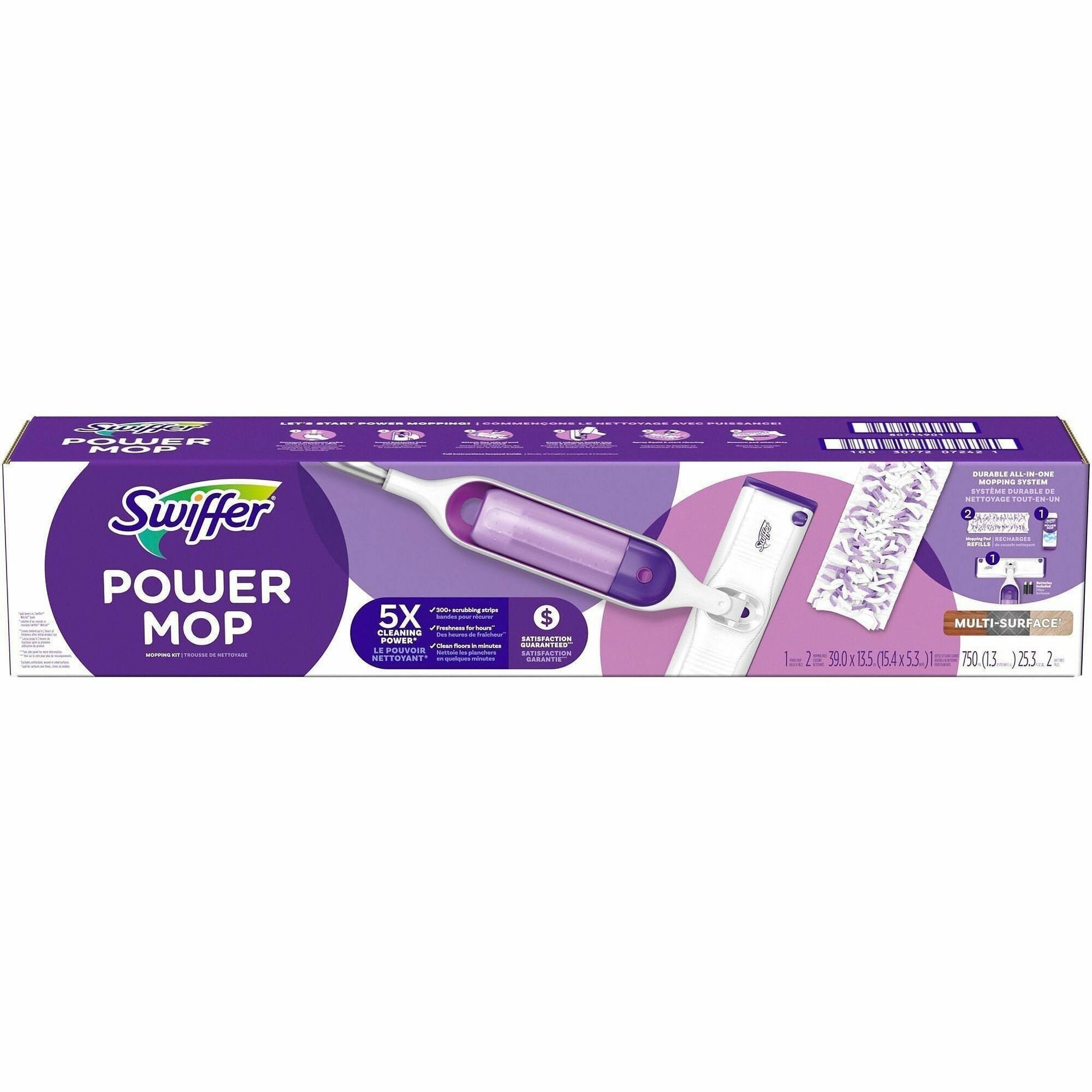 Swiffer PowerMop Multisurface Kit - Flexible - Purple - 1 Carton