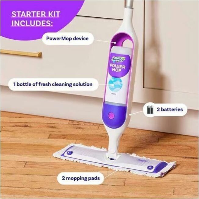 Swiffer PowerMop Multisurface Kit - Flexible - Purple - 1 Carton