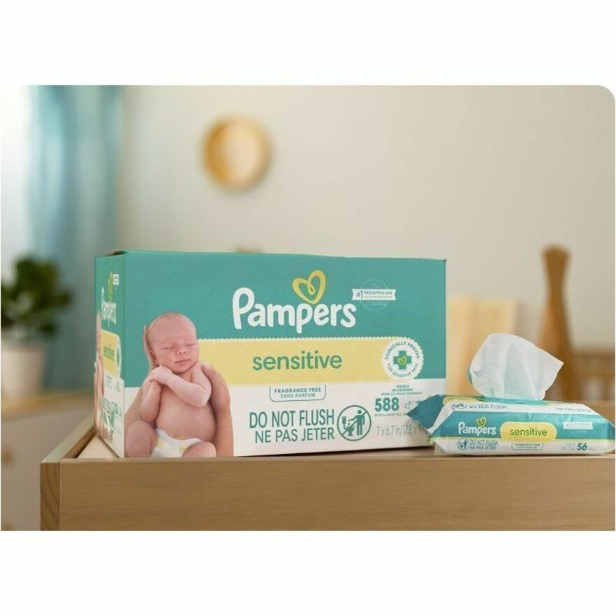 Pampers Baby Wipes Sensitive - Unique Softgrip Texture - White - 1 Carton