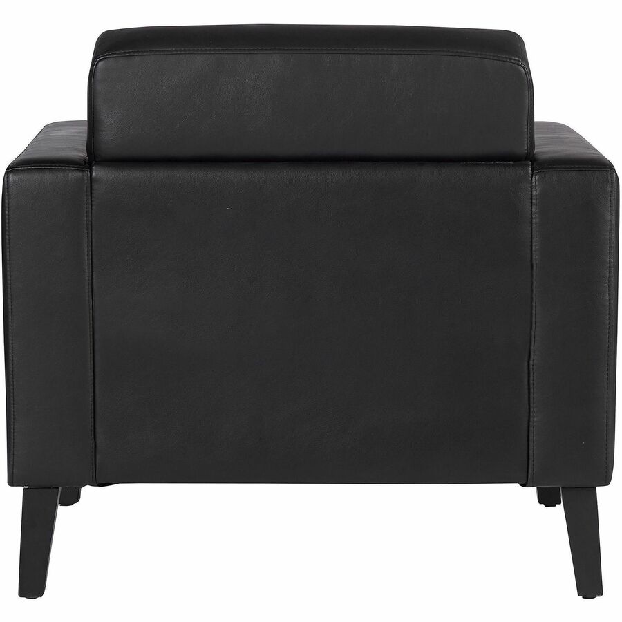 Lorell Soft-Seating Club Chair with Power Charging - Black - Vinyl - 1 Each