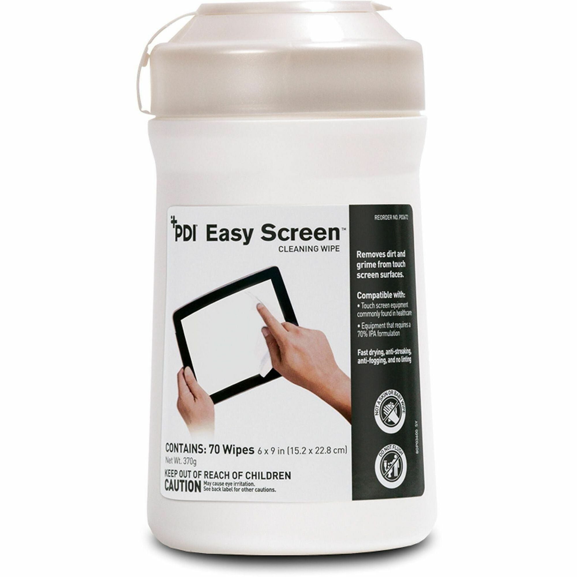 PDI Easy Screen Electronic Wipes - For Touchscreen, Electronic Equipment, Tablet, Glass - Residue-free, Streak-free, Dust Resistant, Dirt Resistant, Fingerprint Resistant, Disposable, Pre-moistened, Fast-drying, Anti-fog, Smudge Resistant, Grime Resist...