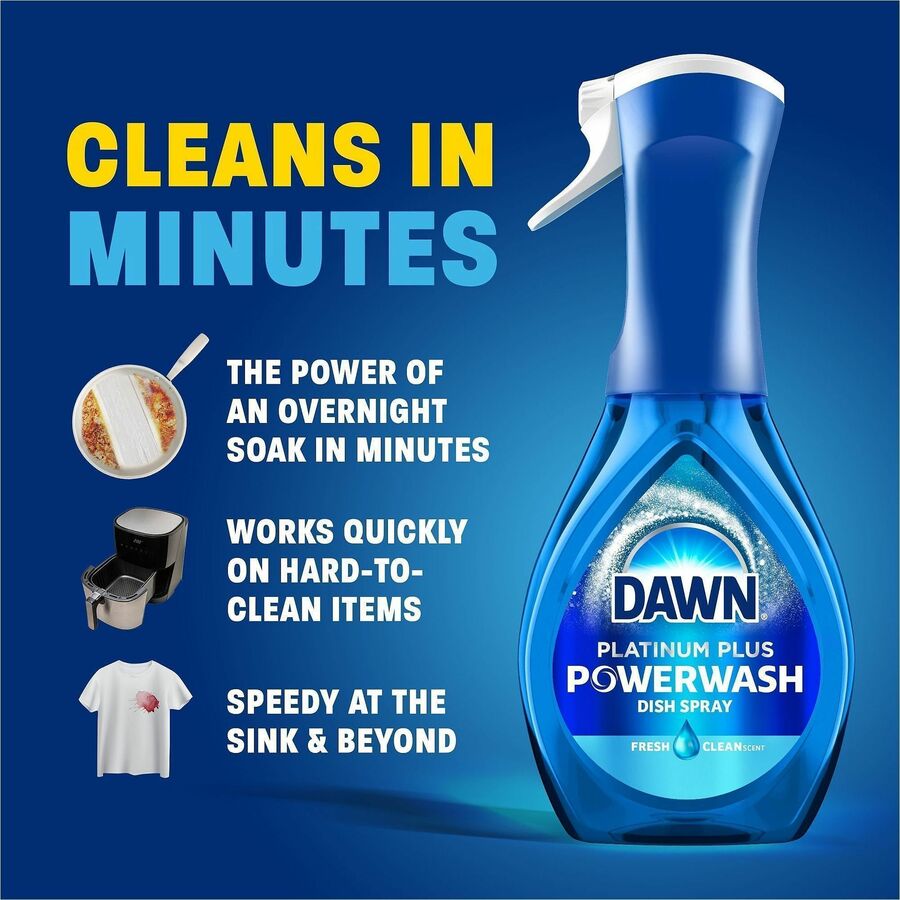 Dawn Powerwash Dish Spray - For Multipurpose - Spray - 16 fl oz (0.5 quart) - Fresh Clean Scent - Recommended For: Food Remover, Grease Remover, Grime Remover - Reusable, Refillable - Blue - 6 / Carton