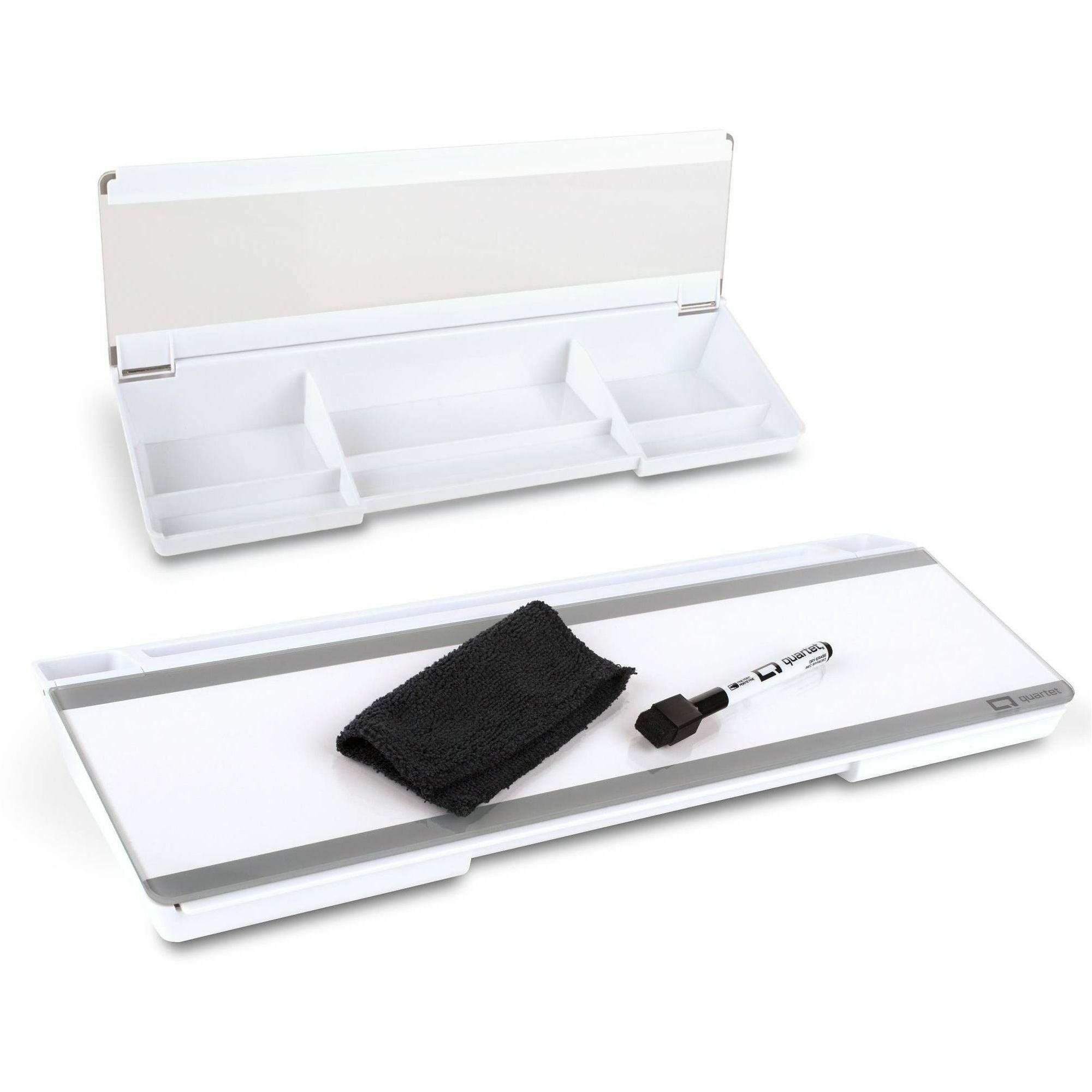 Quartet Flip-Top Glass Dry-Erase Desktop Pad - 18" (1.5 ft) Width x 6" (0.5 ft) Height - White Glass Surface - Desktop - Non-absorbent, Stain Resistant, Ghost Resistant, Scratch Resistant, Dent Resistant - 1 Each