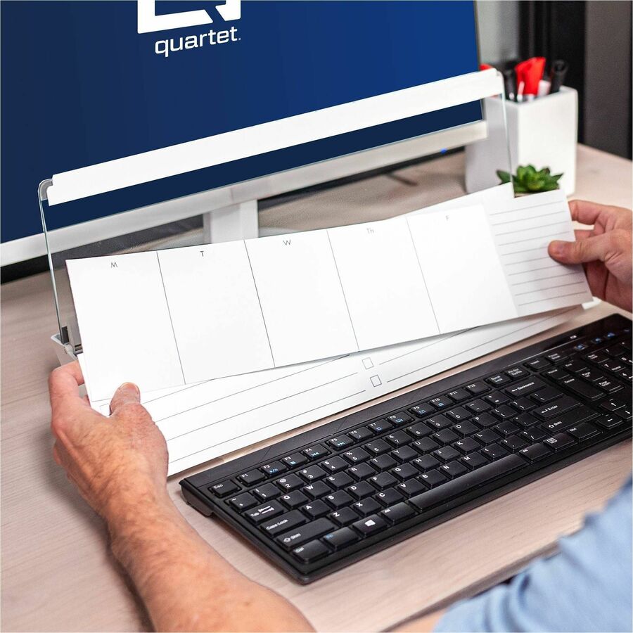 Quartet Flip-Top Glass Dry-Erase Desktop Pad - 18" (1.5 ft) Width x 6" (0.5 ft) Height - White Glass Surface - Desktop - Non-absorbent, Stain Resistant, Ghost Resistant, Scratch Resistant, Dent Resistant - 1 Each