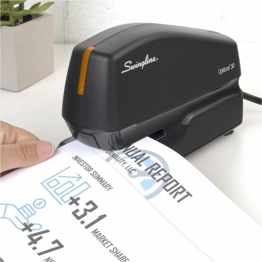 Swingline Optima 30 Electric Stapler - Staples Upto 30 Sheet - Full Strip - Staple Size:  - 23/0.24" - Black - Plastic - 1 Each