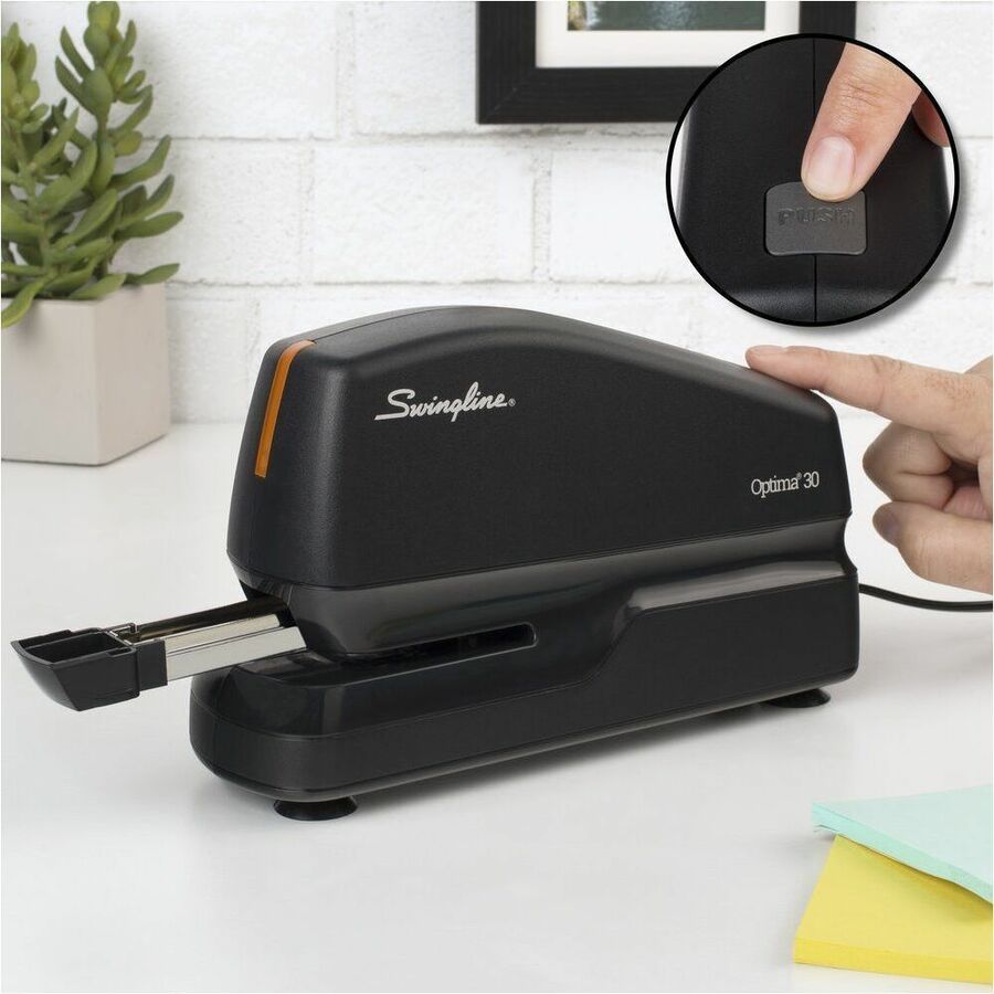 Swingline Optima 30 Electric Stapler - Staples Upto 30 Sheet - Full Strip - Staple Size:  - 23/0.24" - Black - Plastic - 1 Each