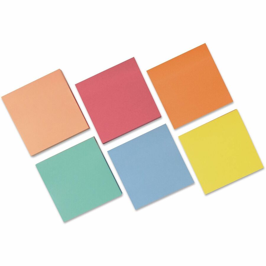 Universal Note Pad - 2400 x Assorted - 3" Flag/Note Width x 3" Flag/Note Length - Square - 100 Sheets per Pad - Ruled - Gray, Yellow, Blue Aura, Circular Gray, Tranquil Blue, Peach - Paper - Self-stick, Adhesive, Sticky - 24 Pads/Pack - 1 Pack