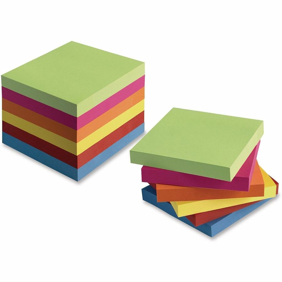 Universal Note Pad - 1200 x Assorted - 3" Flag/Note Width x 3" Flag/Note Length - Square - 100 Sheets per Pad - Ruled - Gray, Yellow, Blue Aura, Circular Gray, Tranquil Blue, Peach - Paper - Self-stick, Adhesive, Sticky - 12 Pads/Pack - 1 Pack
