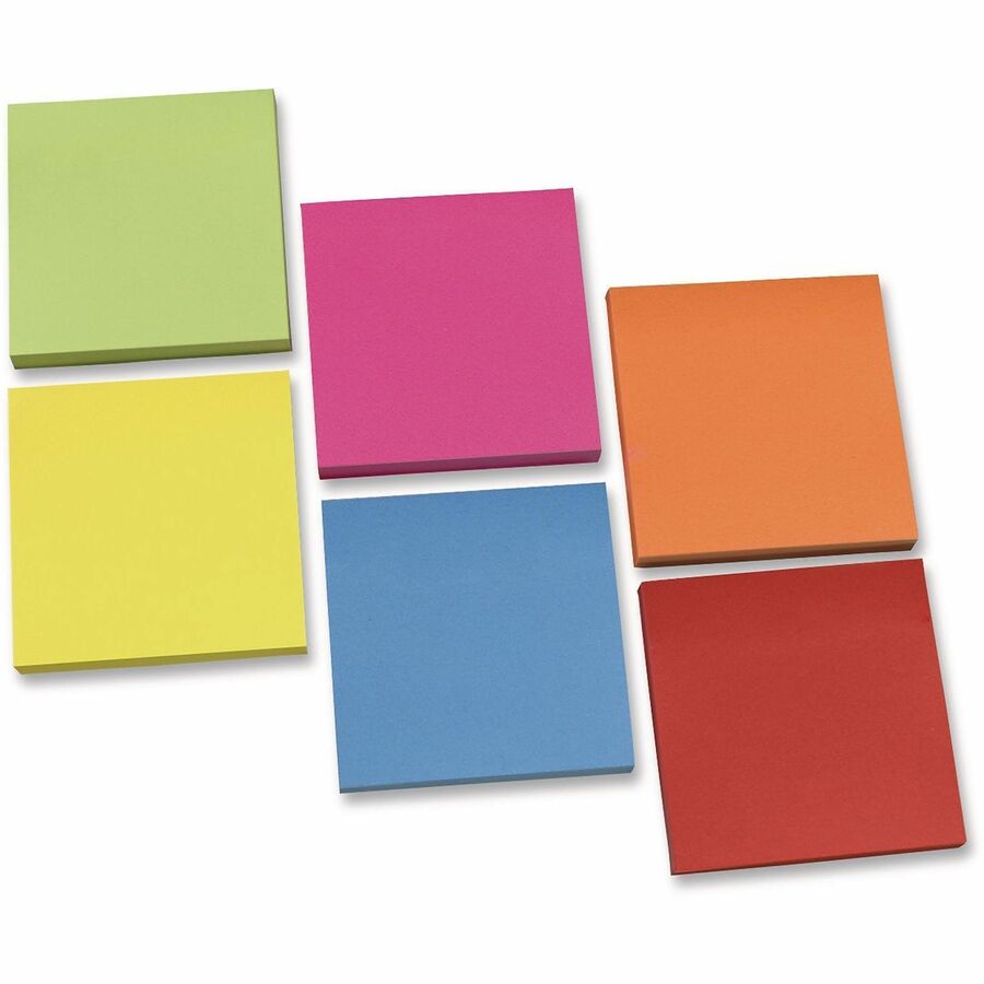 Universal Note Pad - 1200 x Assorted - 3" Flag/Note Width x 3" Flag/Note Length - Square - 100 Sheets per Pad - Ruled - Gray, Yellow, Blue Aura, Circular Gray, Tranquil Blue, Peach - Paper - Self-stick, Adhesive, Sticky - 12 Pads/Pack - 1 Pack