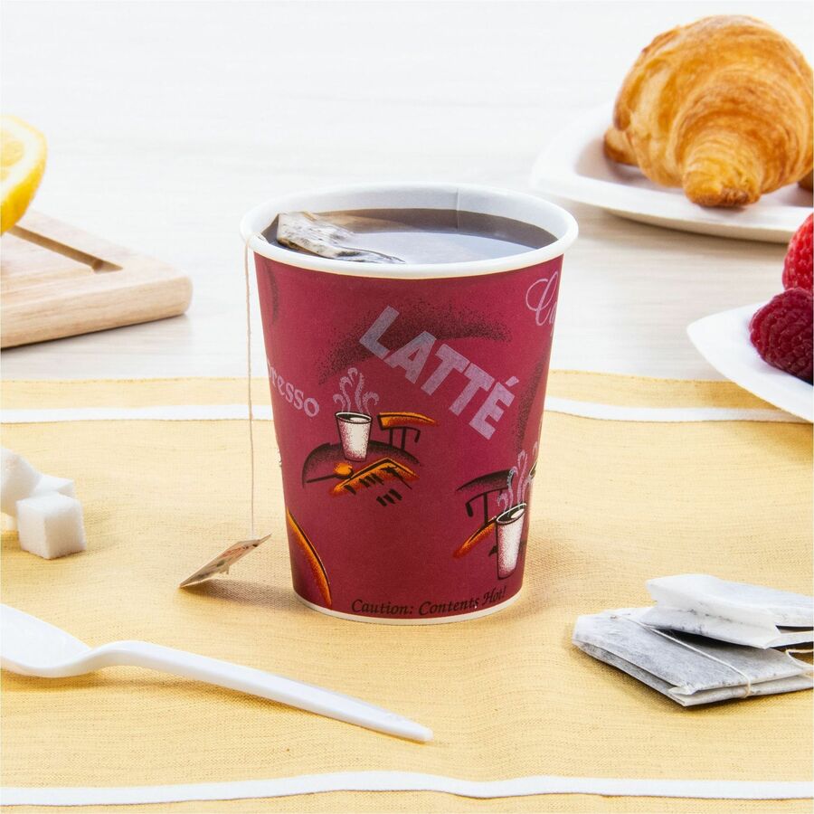 Solo 10 oz Bistro Design Disposable Paper Cups - Bistro - 10 fl oz - Multi - Paper - Beverage, Hot Drink, Cold Drink, Coffee, Tea, Cocoa - 50/Pack - 20 / Carton
