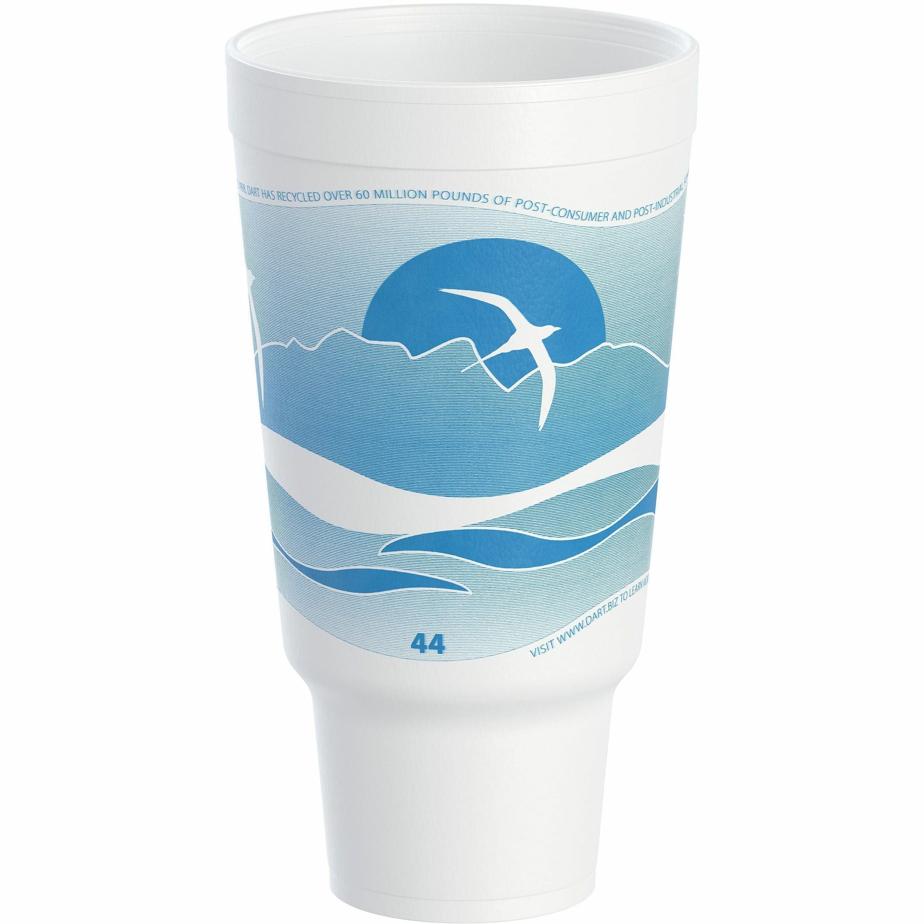 Dart J Cup 44 oz Horizon Design Foam Pedestal Cups - 1.38 quart - Ocean Blue - Foam - Coffee, Soft Drink, Juice, Tea, Water, Hot Drink, Cold Drink - 15/Pack - 20 / Carton