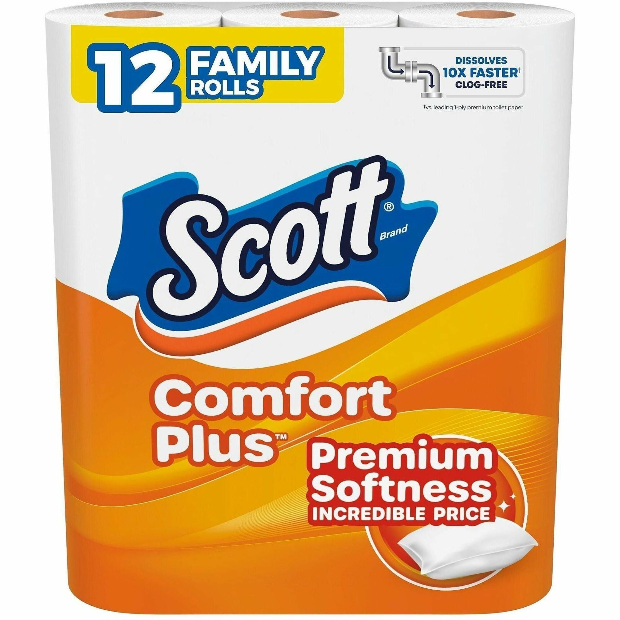 Scott ComfortPlus Toilet Paper - 1 Ply - 173 Sheets/Roll - White - Paper, Plush - 4 / Carton