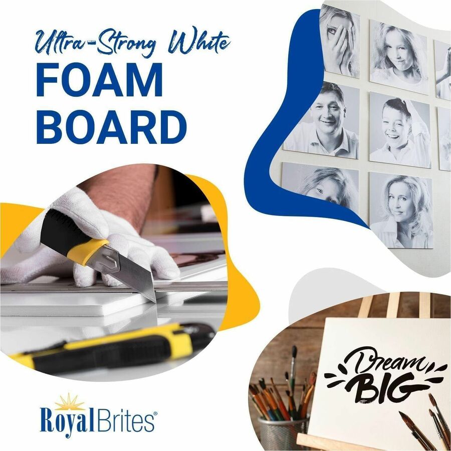 Geographics Royal Brites Foam Poster Board - School Project, Presentation, Crafting, Sign - 20" Width x 30" Depth x 180 mil Thickness - White - Foam - 10 / Carton
