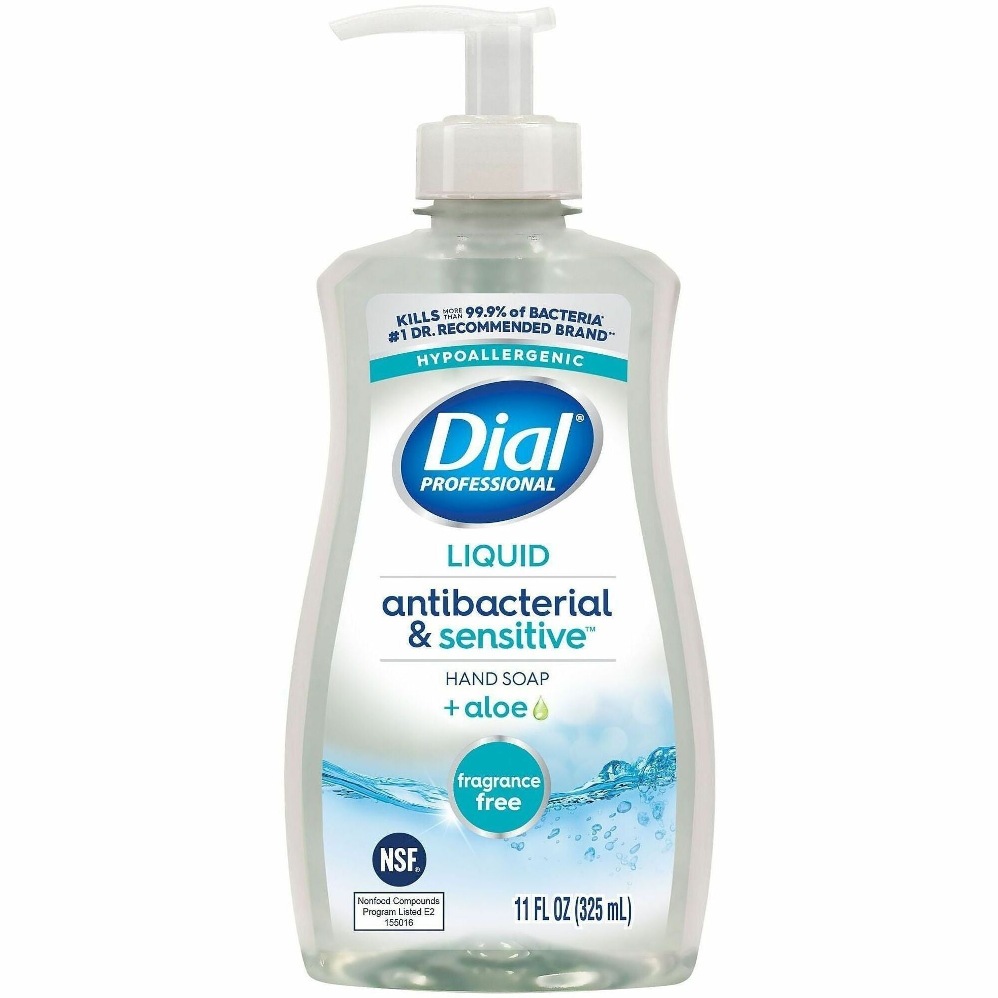 Dial Professional Scent-Free Sensitive Antibac. Hand Soap - Fragrance-free Scent - 11 fl oz - Pump Dispenser - Bacteria Remover - Hand, Skin - Antibacterial - Clear - Cruelty-free - 1 Each