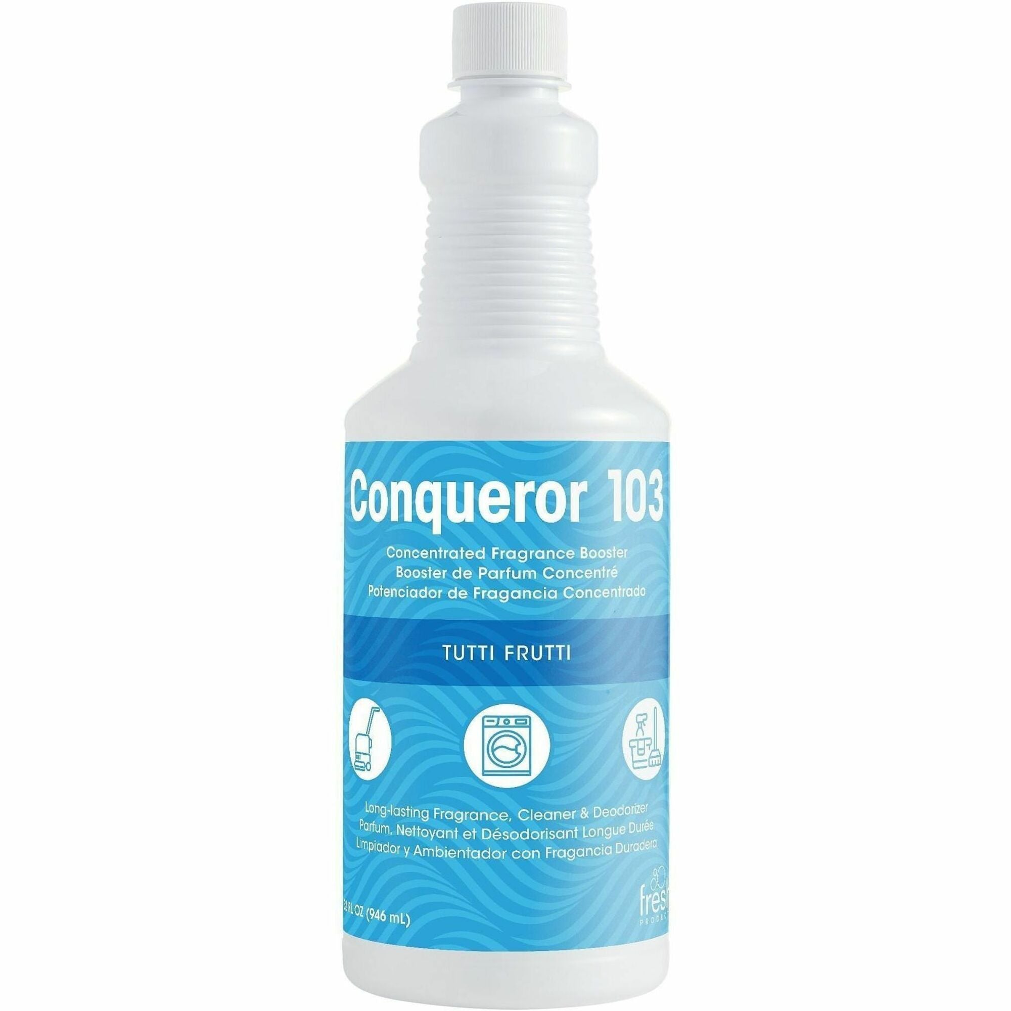 Fresh Products Conqueror 103 Surface Deodorizer - For Multi Surface - Concentrate - Liquid - 32 fl oz (1 quart) - Tutti Frutti Scent - Recommended For: Odor Remover - Water Soluble, Deodorize - Clear - 12 / Carton