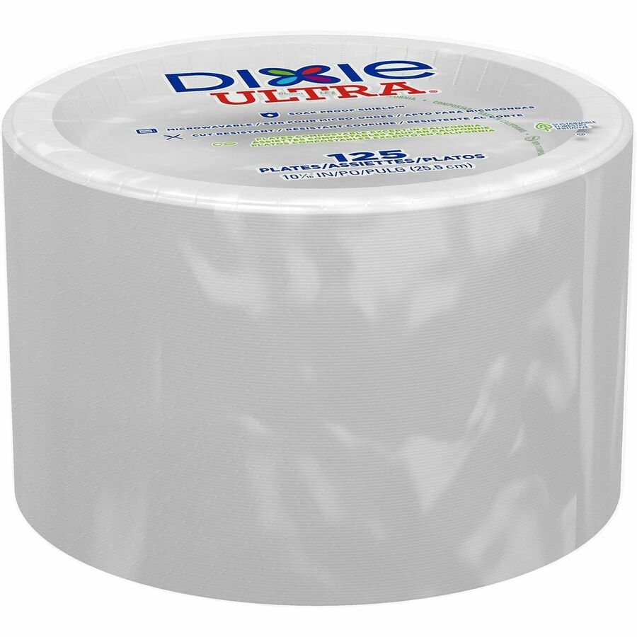 Dixie Ultra&reg; Table Ware - Food - Disposable - 10" Diameter - White - Paper Body - Round - 500 / Case