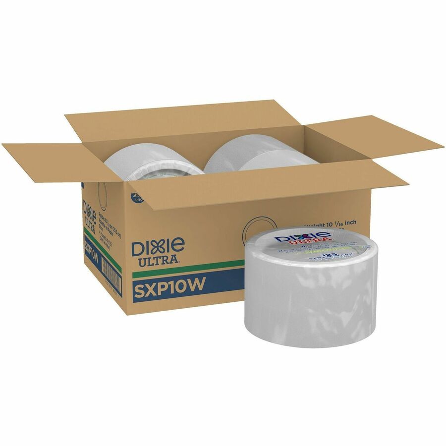 Dixie Ultra&reg; Table Ware - Food - Disposable - 10" Diameter - White - Paper Body - Round - 500 / Case