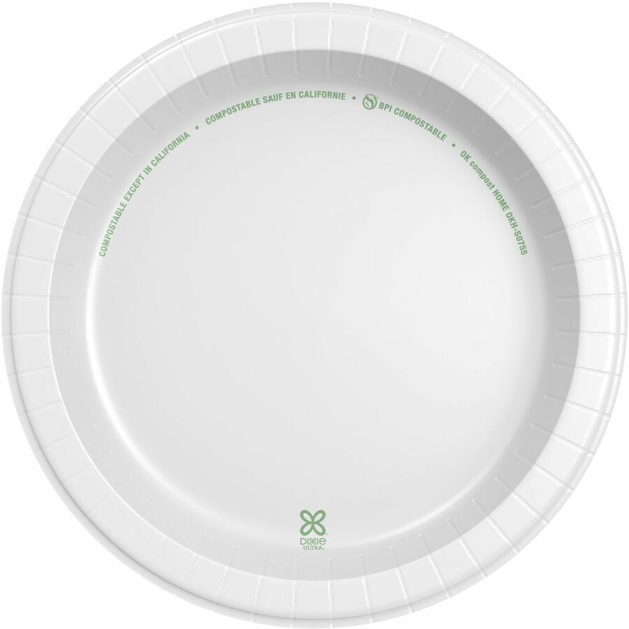 Dixie Ultra&reg; Table Ware - Food - Disposable - 10" Diameter - White - Paper Body - Round - 500 / Case