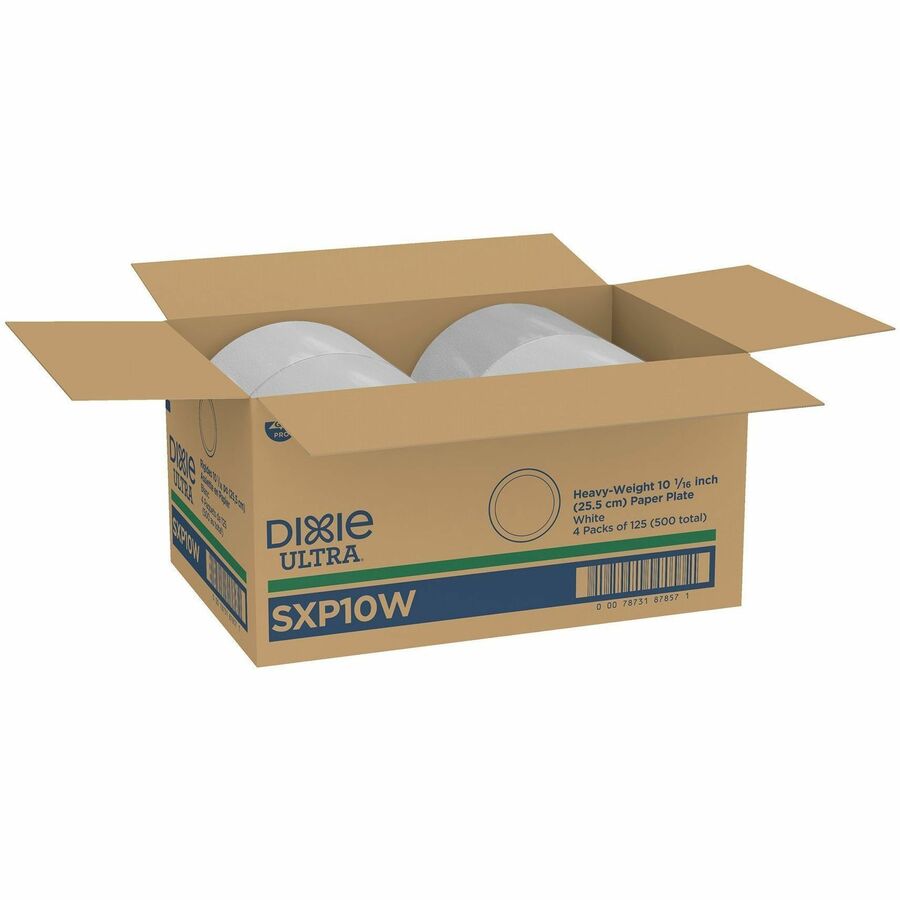 Dixie Ultra&reg; Table Ware - Food - Disposable - 10" Diameter - White - Paper Body - Round - 500 / Case