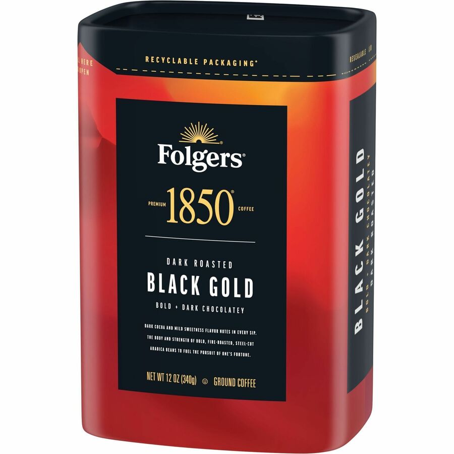 Folgers&reg; Ground 1850 Black Gold Dark Roast Ground Coffee - Dark - Ground - Black Gold - 6 / Carton