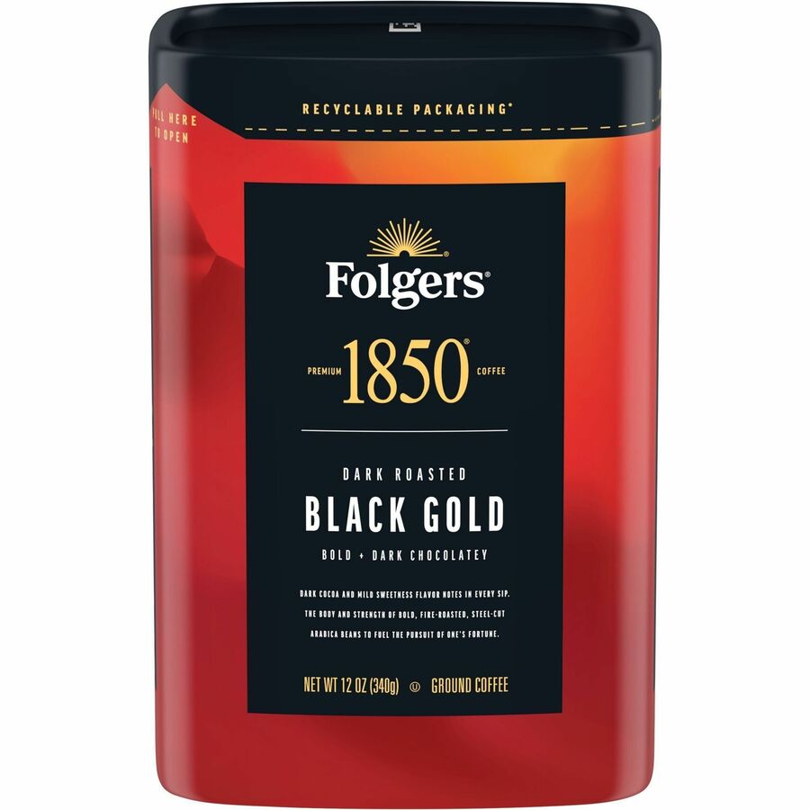 Folgers&reg; Ground 1850 Black Gold Dark Roast Ground Coffee - Dark - Ground - Black Gold - 6 / Carton