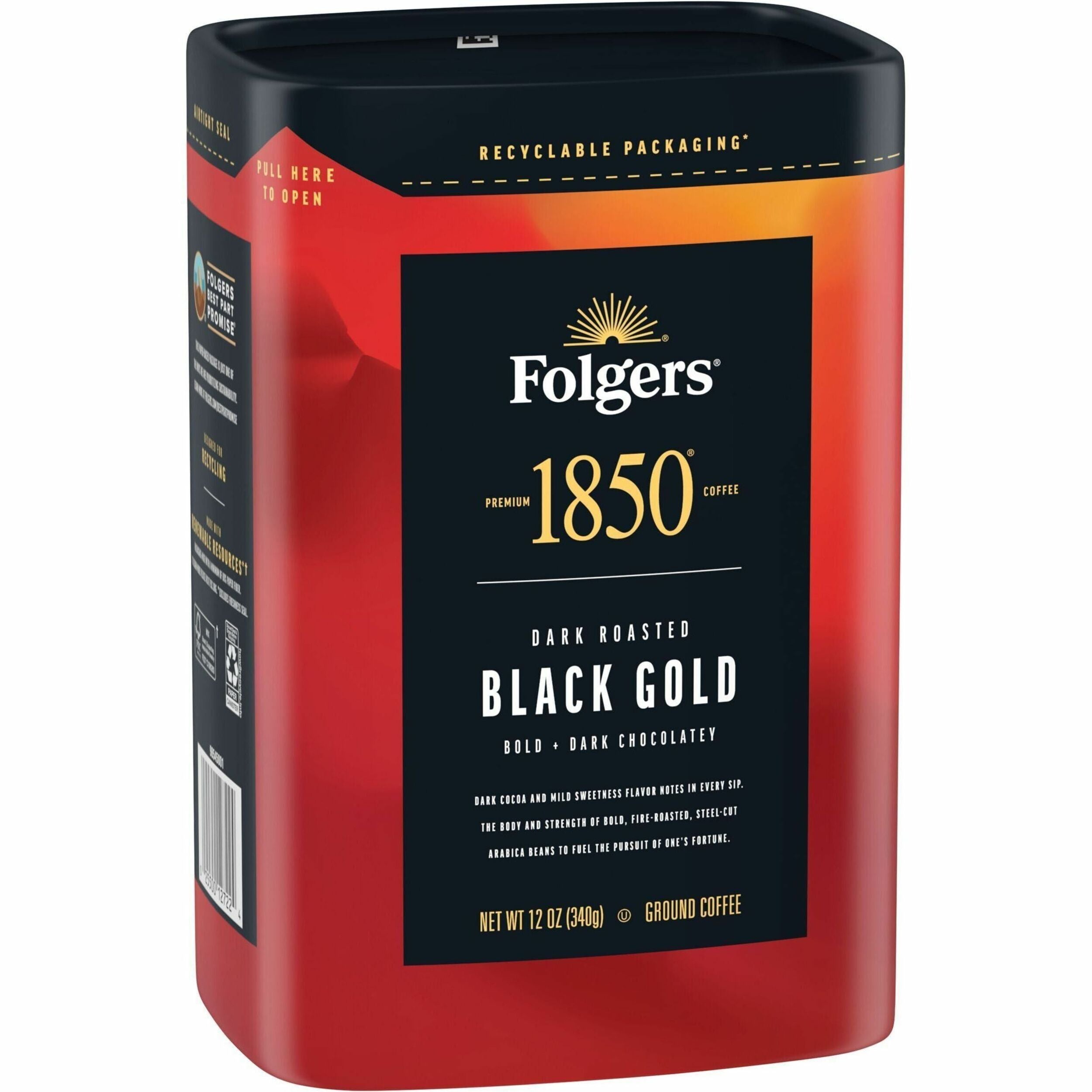 Folgers&reg; Ground 1850 Black Gold Dark Roast Ground Coffee - Dark - Ground - Black Gold - 6 / Carton