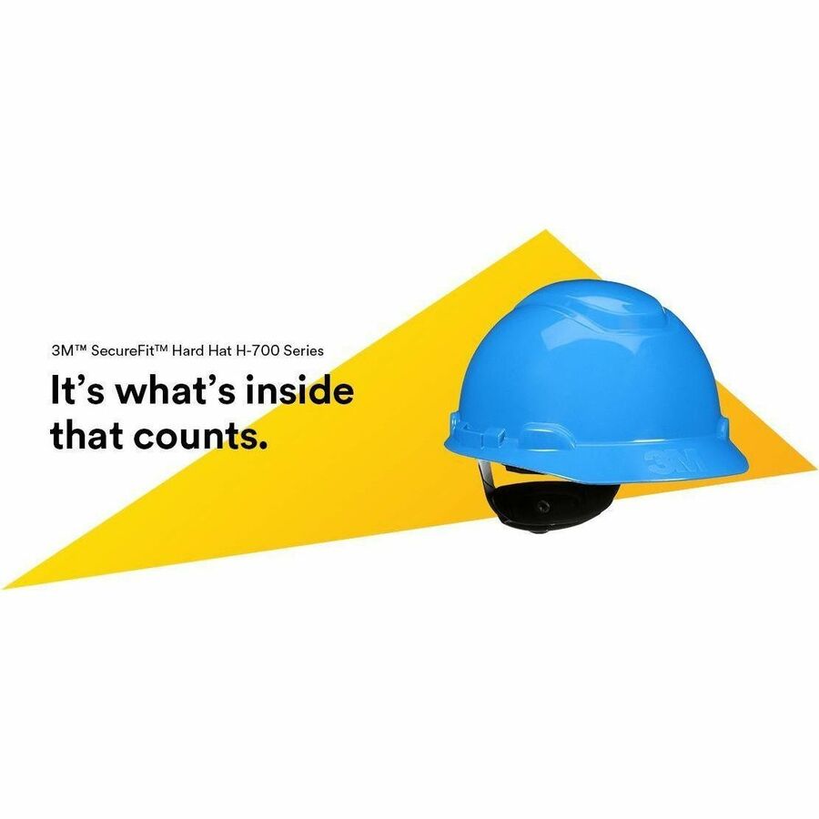 3M SecureFit H-700 Safety Cap - Head Protection - High-density Polyethylene (HDPE) - Blue - Ratchet, Uvicator Technology, Non-vented, Comfortable, Washable, Sweatband, Self Adjustable