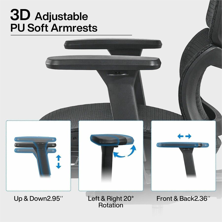 Lorell Ripley All-Mesh High-Back Chair with Articulating Lumbar Support - Mesh Back Material - High Back - Gray - Mesh - 1 Each